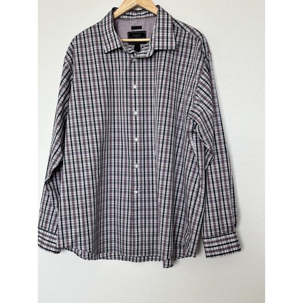 Jos A Bank Reserve Plaid Button Up Shirt Mens Size Large Flip Cuff SZ 2XL